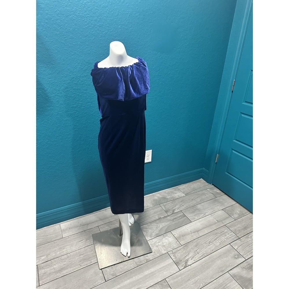 NWT New York & Company Blue Velvet Off Should Dress S Formal